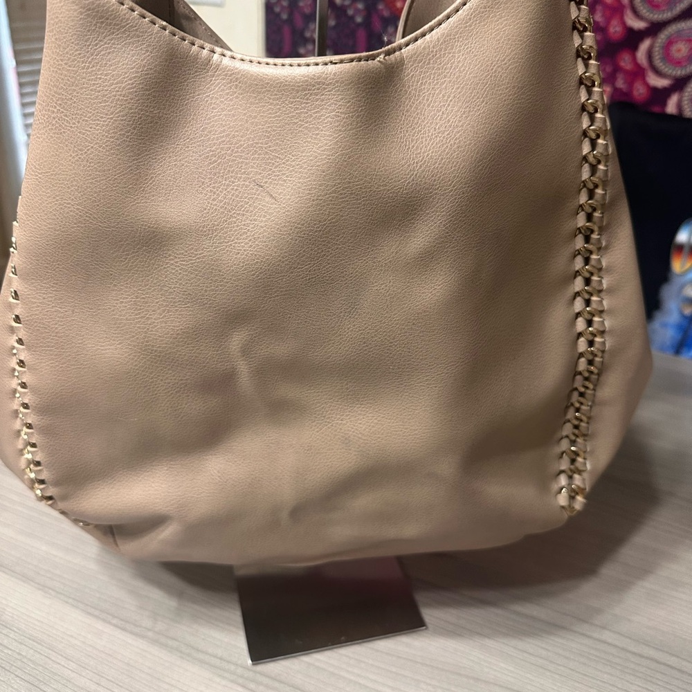 Bebe Elegant Tan Chain-Accent Women's Bag - Picture 3 of 6